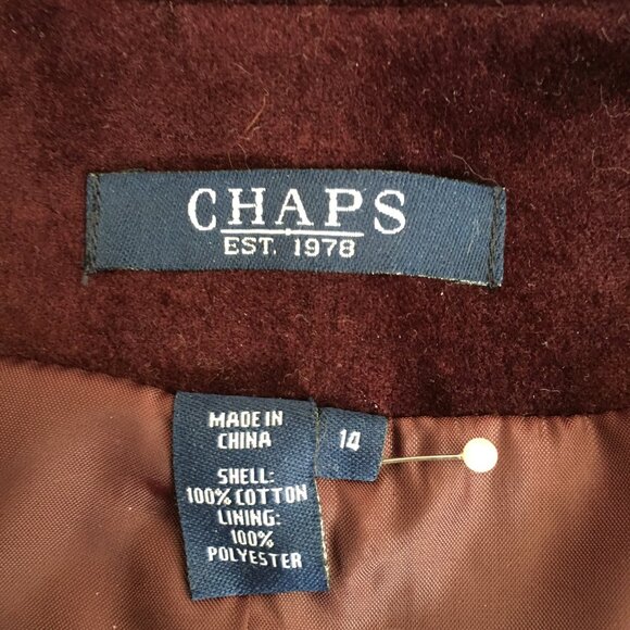 Chaps Burgundy Pantsuit with Gold Bow - Picture 3 of 6